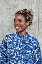 Load image into Gallery viewer, Organic cotton shirtdress. Handmade coconut buttons.