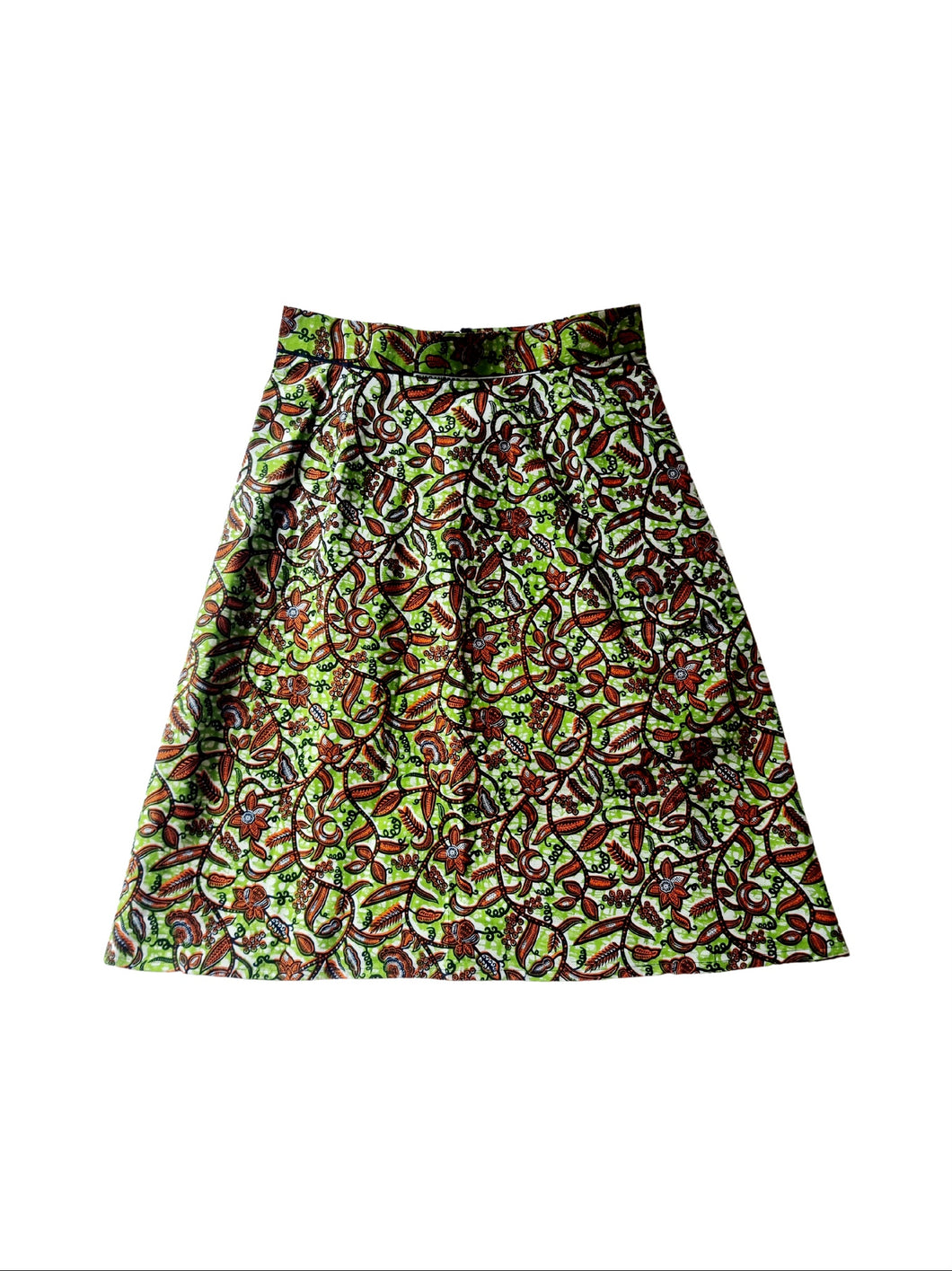 Waxprint cotton midi skirt.