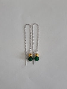Silver earrings. Recycled glass beads from Ghana.